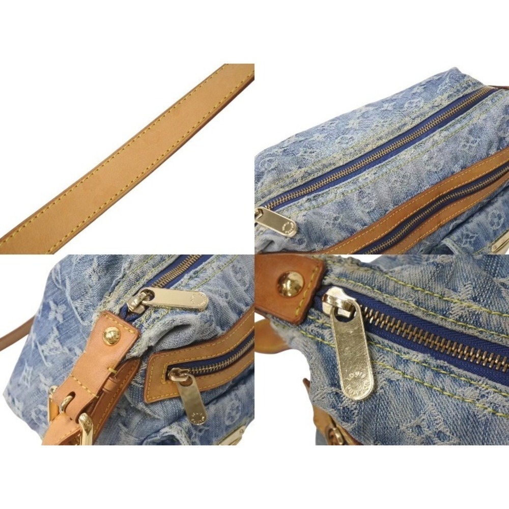 Louis Vuitton Blue Baggy Bag Natural Gold Denim Monogram Shoulder Leather - Picture 4 of 9